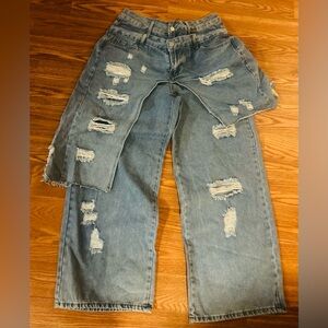 Distressed Blue Jeans